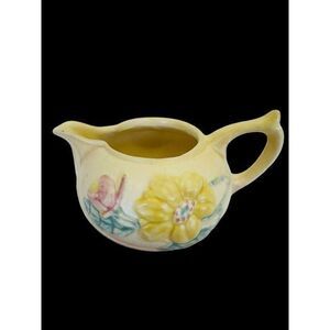 Hull Art‎ Yellow Pink Creamer Pink Magnolias Matt Finish USA Pottery Sunflower